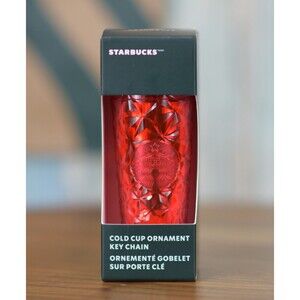 Starbucks Red Jeweled Cold Cup Keychain Shot Glass Storage Ornament NEW